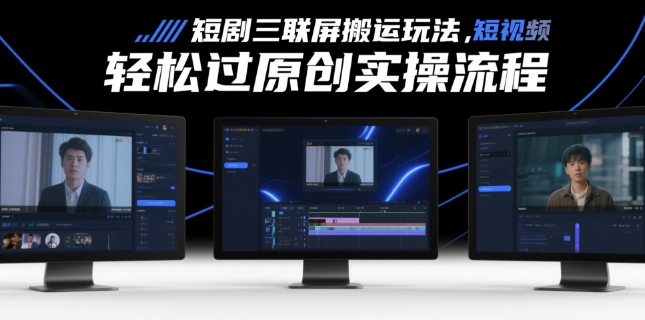 【项目】短剧三联屏搬运玩法，短剧搬运轻松过原创实操流程-凤凰社丨最新网赚项目实操思路分享不定时更新各类网赚项目实操教程