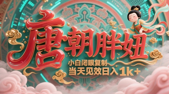 【项目】用AI克隆“唐朝胖妞”日更3条，平台疯狂推流，小白闭眼复制，当天见效，日入1k+-凤凰社丨最新网赚项目实操思路分享不定时更新各类网赚项目实操教程